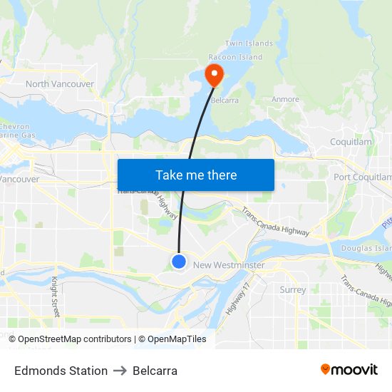 Edmonds Station to Belcarra map