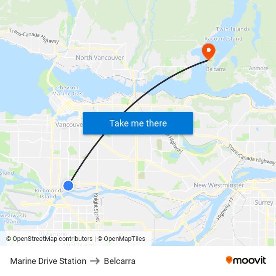 Marine Drive Station to Belcarra map