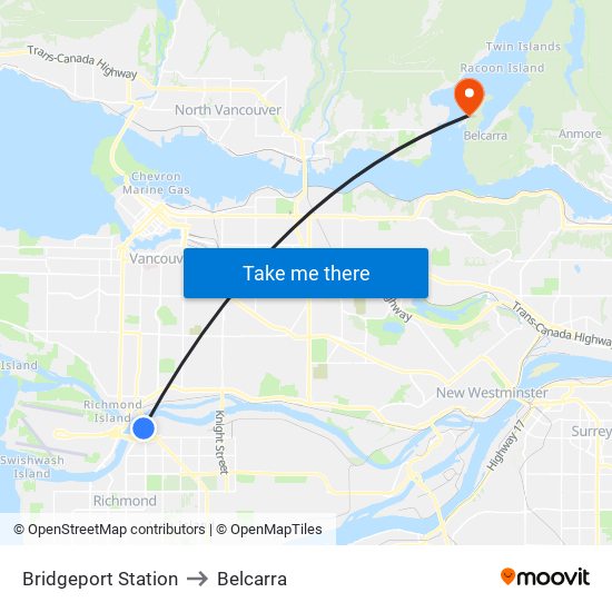 Bridgeport Station to Belcarra map