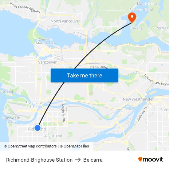 Richmond-Brighouse Station to Belcarra map