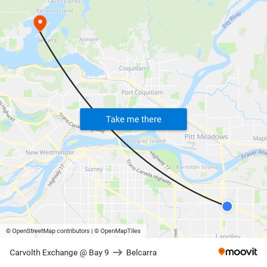 Carvolth Exchange @ Bay 9 to Belcarra map