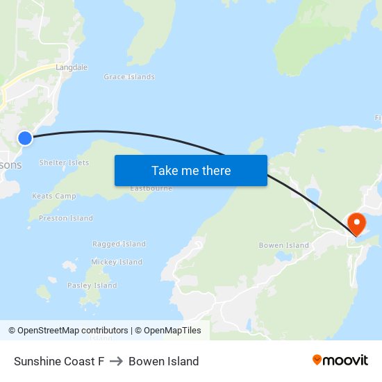 Sunshine Coast F to Bowen Island map