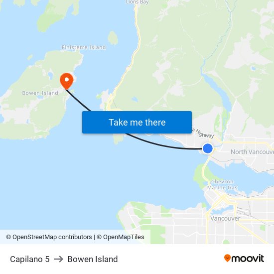 Capilano 5 to Bowen Island map