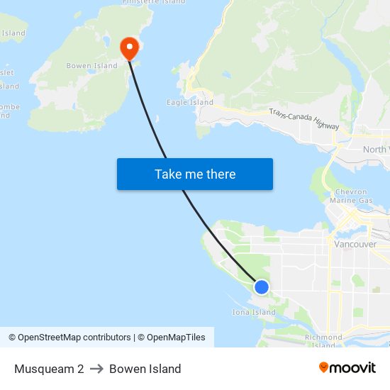 Musqueam 2 to Bowen Island map