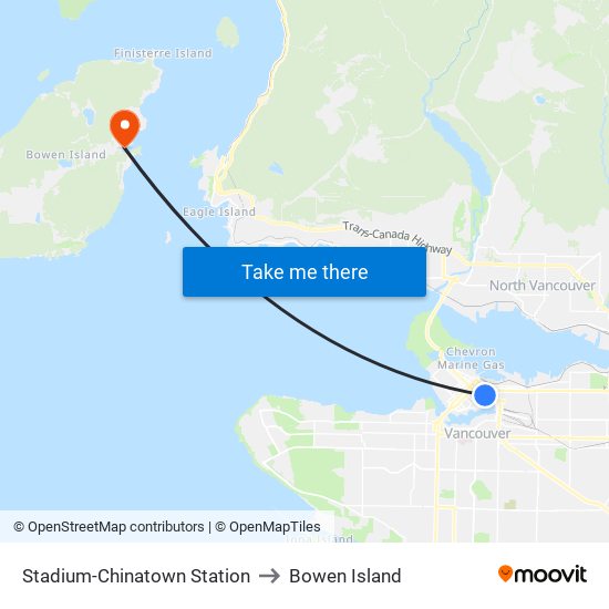 Stadium-Chinatown Station to Bowen Island map