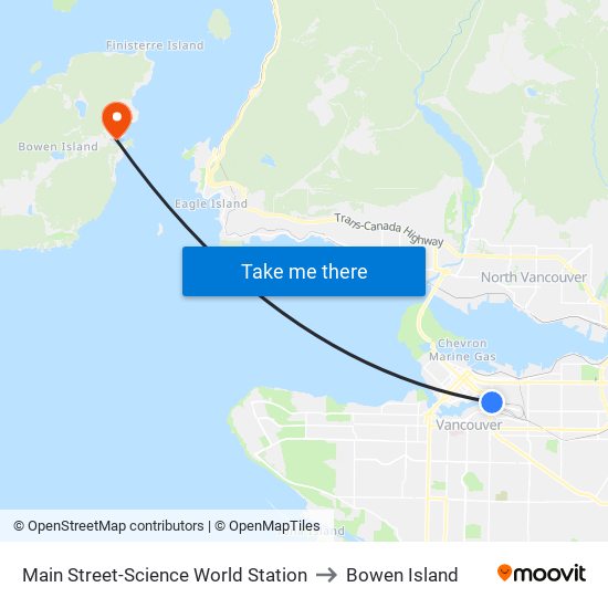 Main Street-Science World Station to Bowen Island map