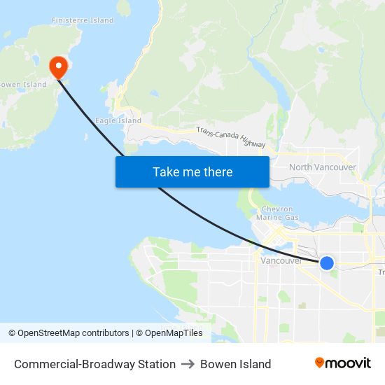 Commercial-Broadway Station to Bowen Island map