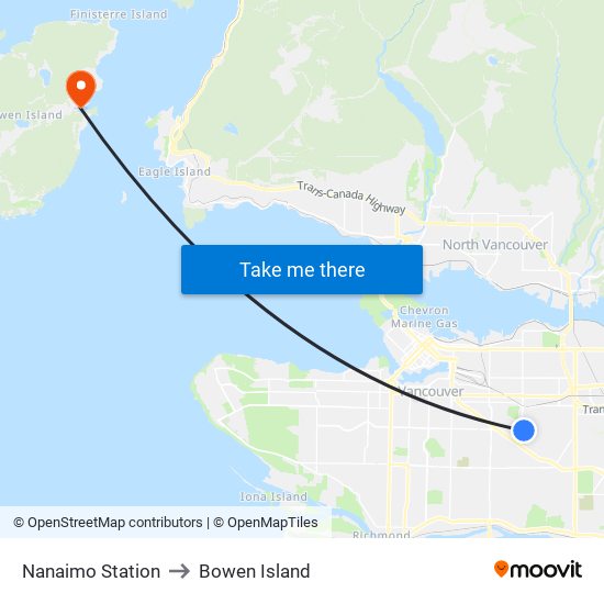 Nanaimo Station to Bowen Island map