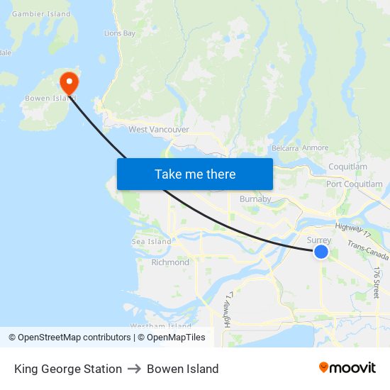 King George Station to Bowen Island map