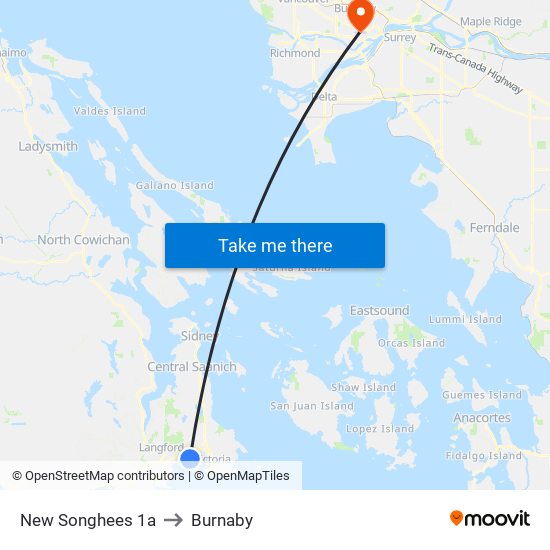 New Songhees 1a to Burnaby map