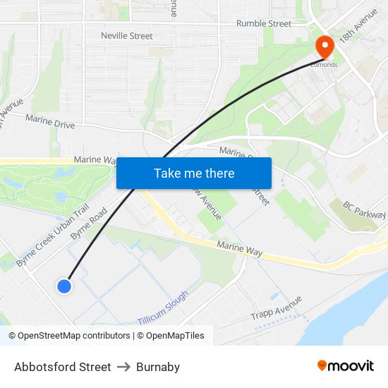 Abbotsford Street to Burnaby map