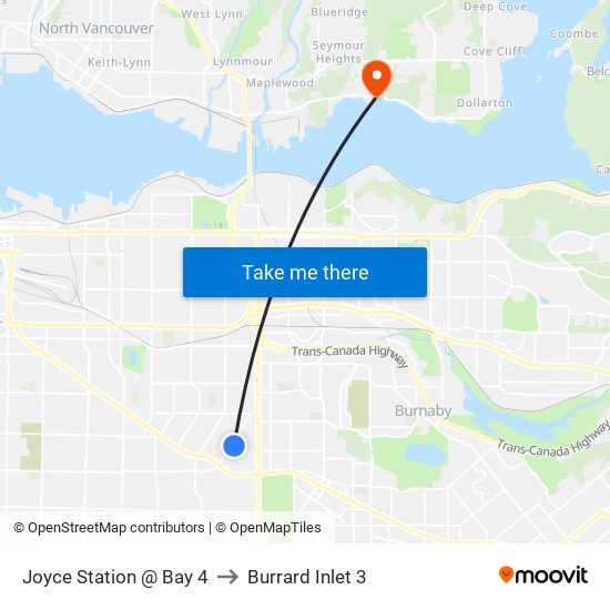 Joyce Station @ Bay 4 to Burrard Inlet 3 map