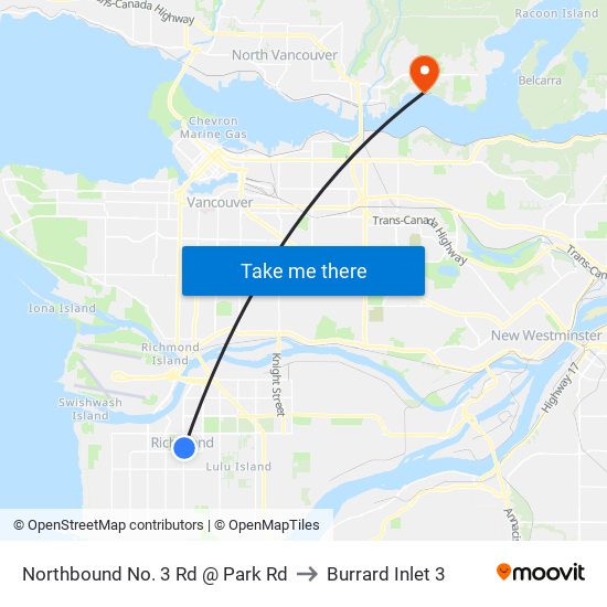 Northbound No. 3 Rd @ Park Rd to Burrard Inlet 3 map