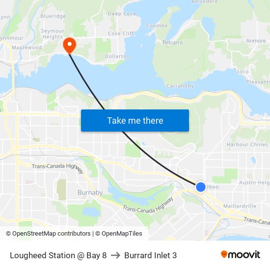 Lougheed Station @ Bay 8 to Burrard Inlet 3 map