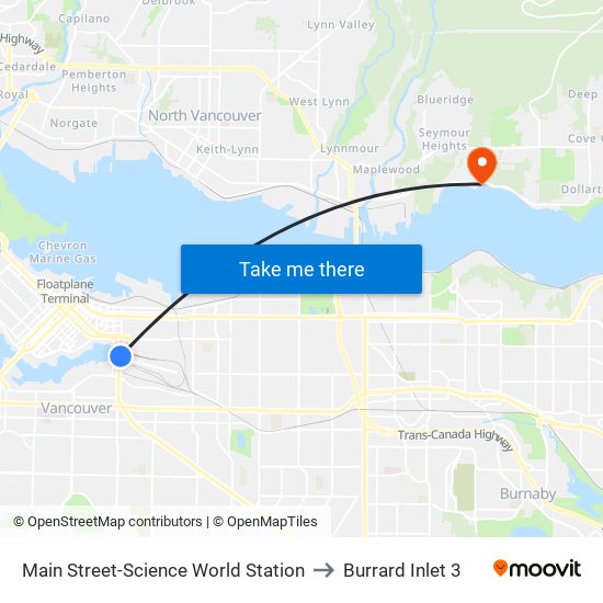 Main Street-Science World Station to Burrard Inlet 3 map