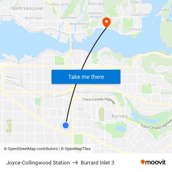 Joyce-Collingwood Station to Burrard Inlet 3 map