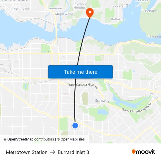 Metrotown Station to Burrard Inlet 3 map