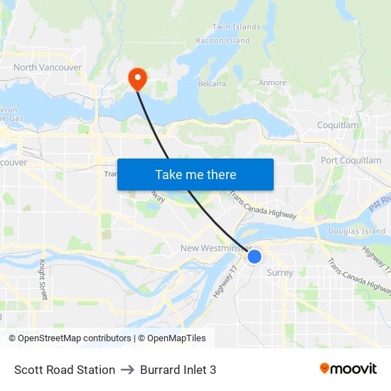 Scott Road Station to Burrard Inlet 3 map