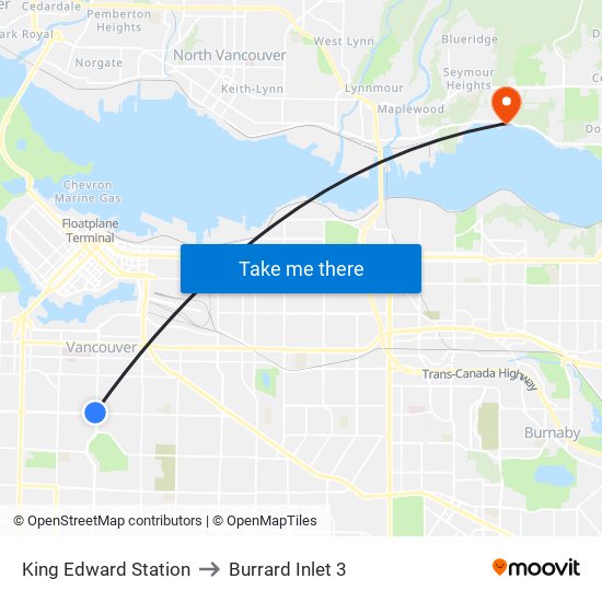 King Edward Station to Burrard Inlet 3 map