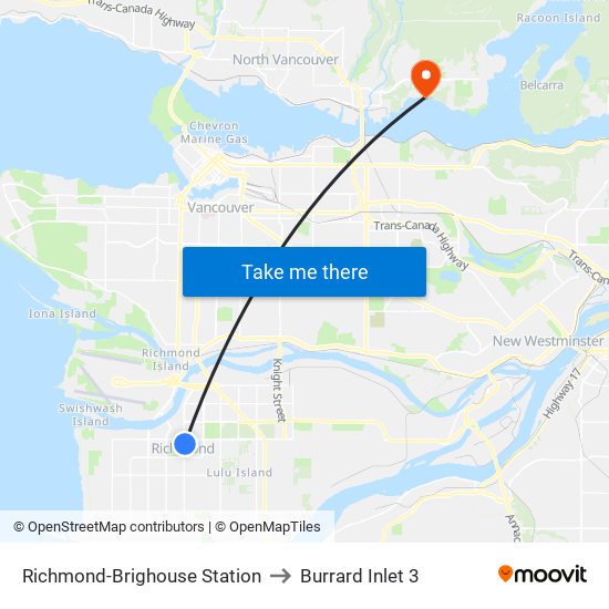 Richmond-Brighouse Station to Burrard Inlet 3 map