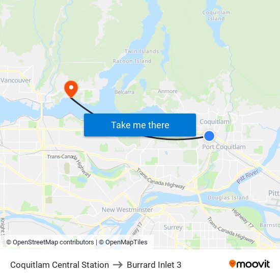 Coquitlam Central Station to Burrard Inlet 3 map