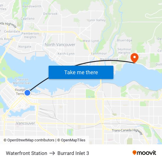 Waterfront Station to Burrard Inlet 3 map