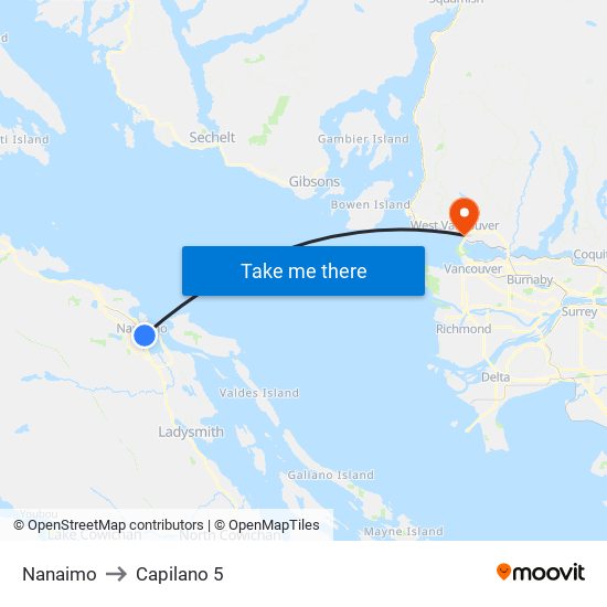 Nanaimo to Capilano 5 map