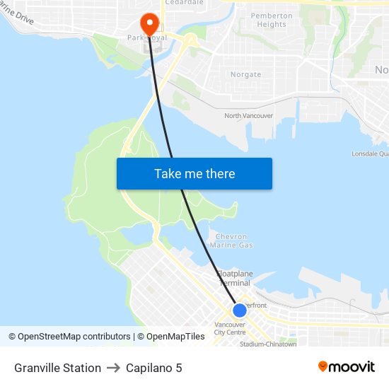 Granville Station to Capilano 5 map
