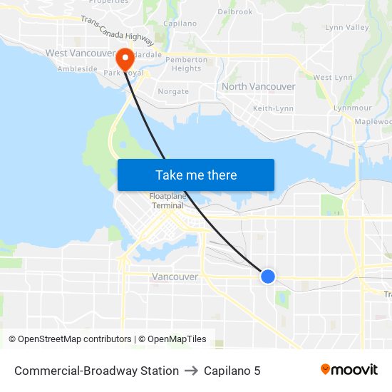 Commercial-Broadway Station to Capilano 5 map