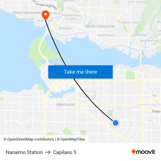 Nanaimo Station to Capilano 5 map