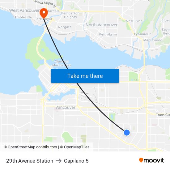 29th Avenue Station to Capilano 5 map
