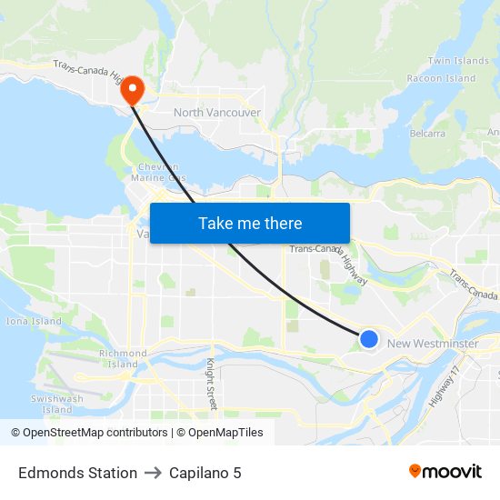 Edmonds Station to Capilano 5 map