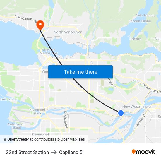 22nd Street Station to Capilano 5 map