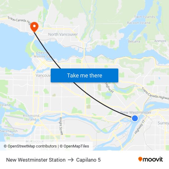 New Westminster Station to Capilano 5 map