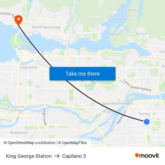 King George Station to Capilano 5 map