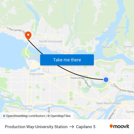 Production Way-University Station to Capilano 5 map