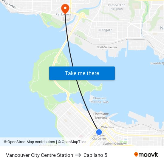 Vancouver City Centre Station to Capilano 5 map