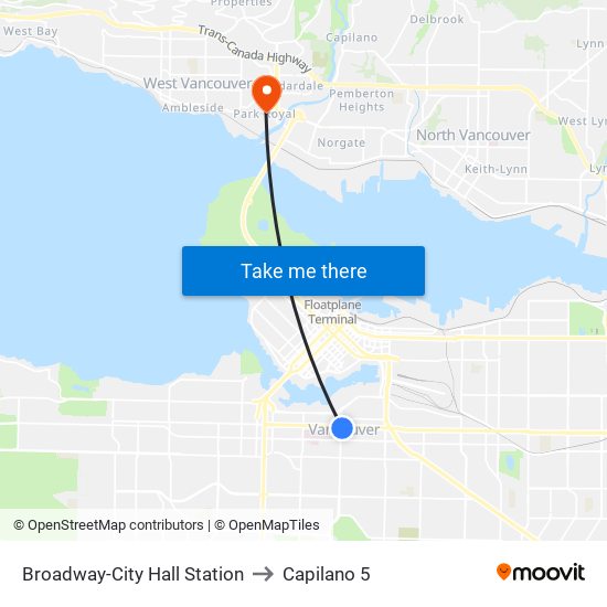 Broadway-City Hall Station to Capilano 5 map