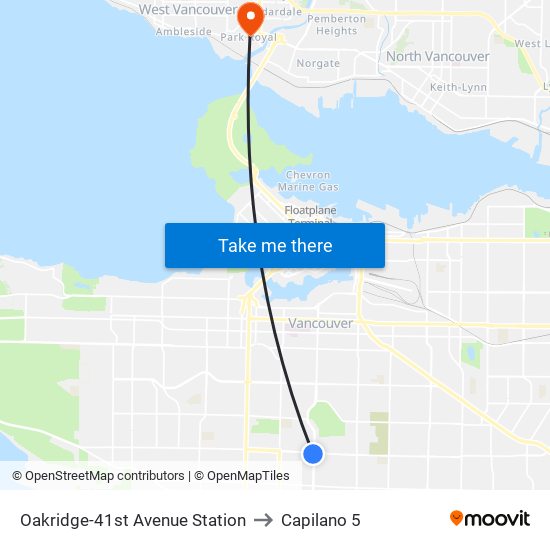Oakridge-41st Avenue Station to Capilano 5 map