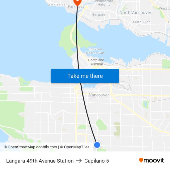 Langara-49th Avenue Station to Capilano 5 map