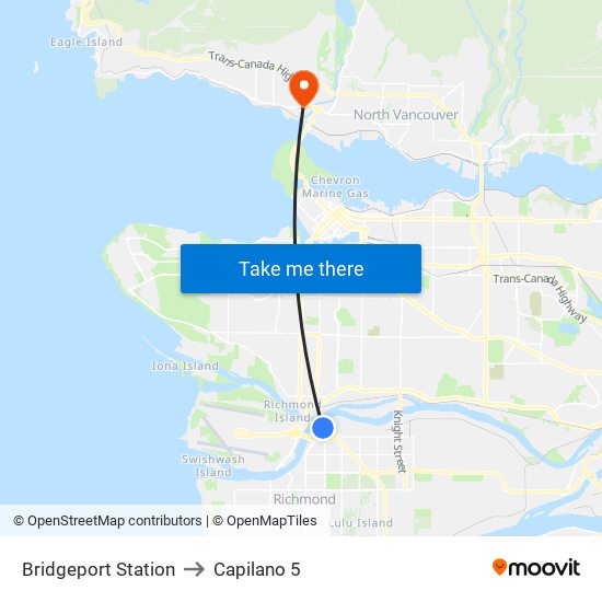 Bridgeport Station to Capilano 5 map