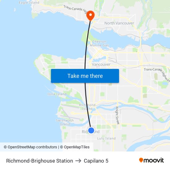 Richmond-Brighouse Station to Capilano 5 map