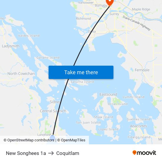 New Songhees 1a to Coquitlam map