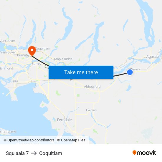 Squiaala 7 to Coquitlam map