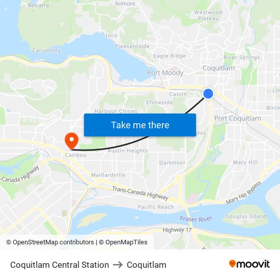 Coquitlam Central Station to Coquitlam map