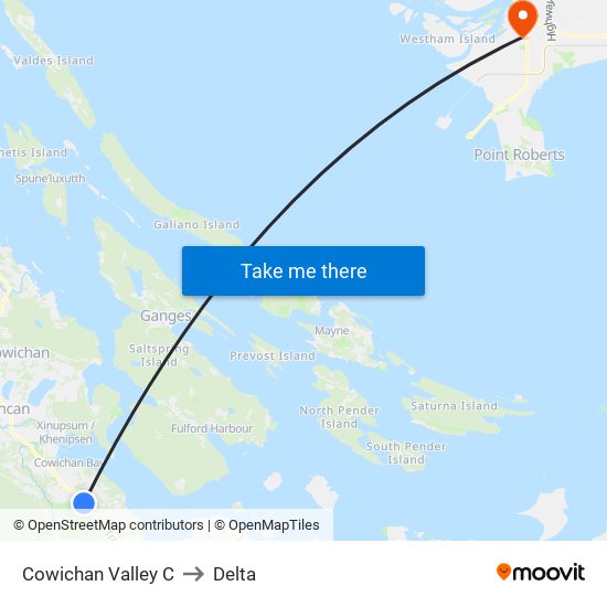 Cowichan Valley C to Delta map