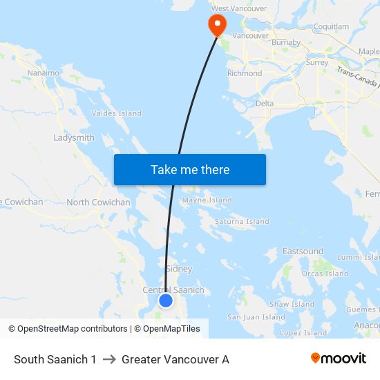 South Saanich 1 to Greater Vancouver A map