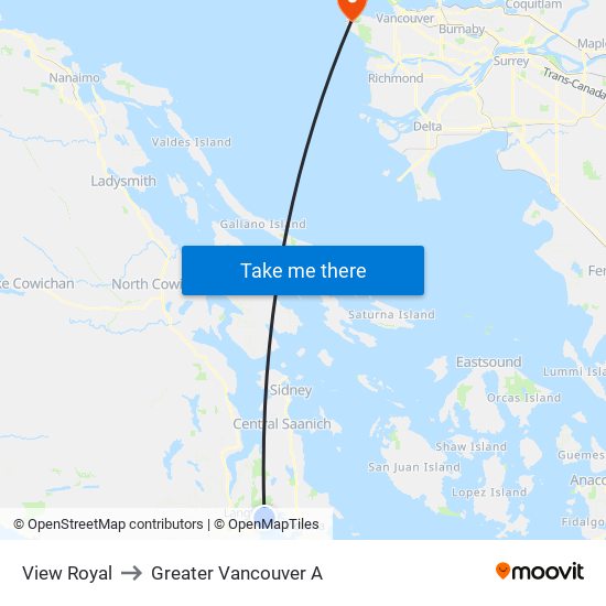 View Royal to Greater Vancouver A map