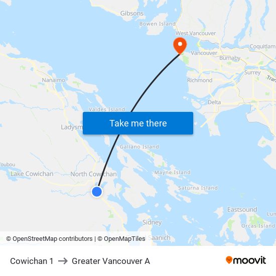 Cowichan 1 to Greater Vancouver A map