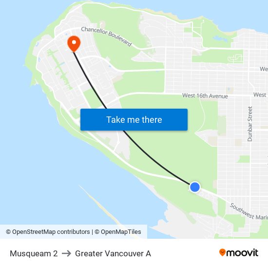Musqueam 2 to Greater Vancouver A map